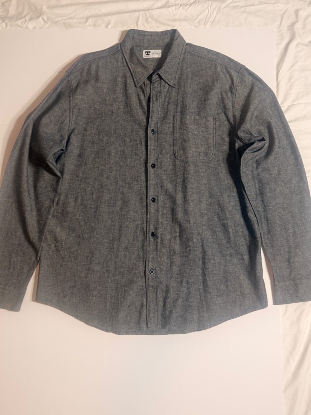 Tellason Shirt Mens XXLGray Double Chest Pocket Long Sleeve Button Up Cott USA